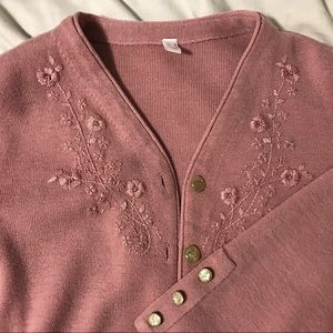 Vintage pink embroidered cardigan